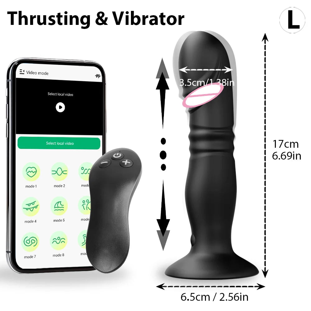 Thrusting Sex Toys Anal Plugs Vibrator APP Wireless Telescopic Anal Dildo Witn Suction Cup Prostate Massager Butt Plug for Men