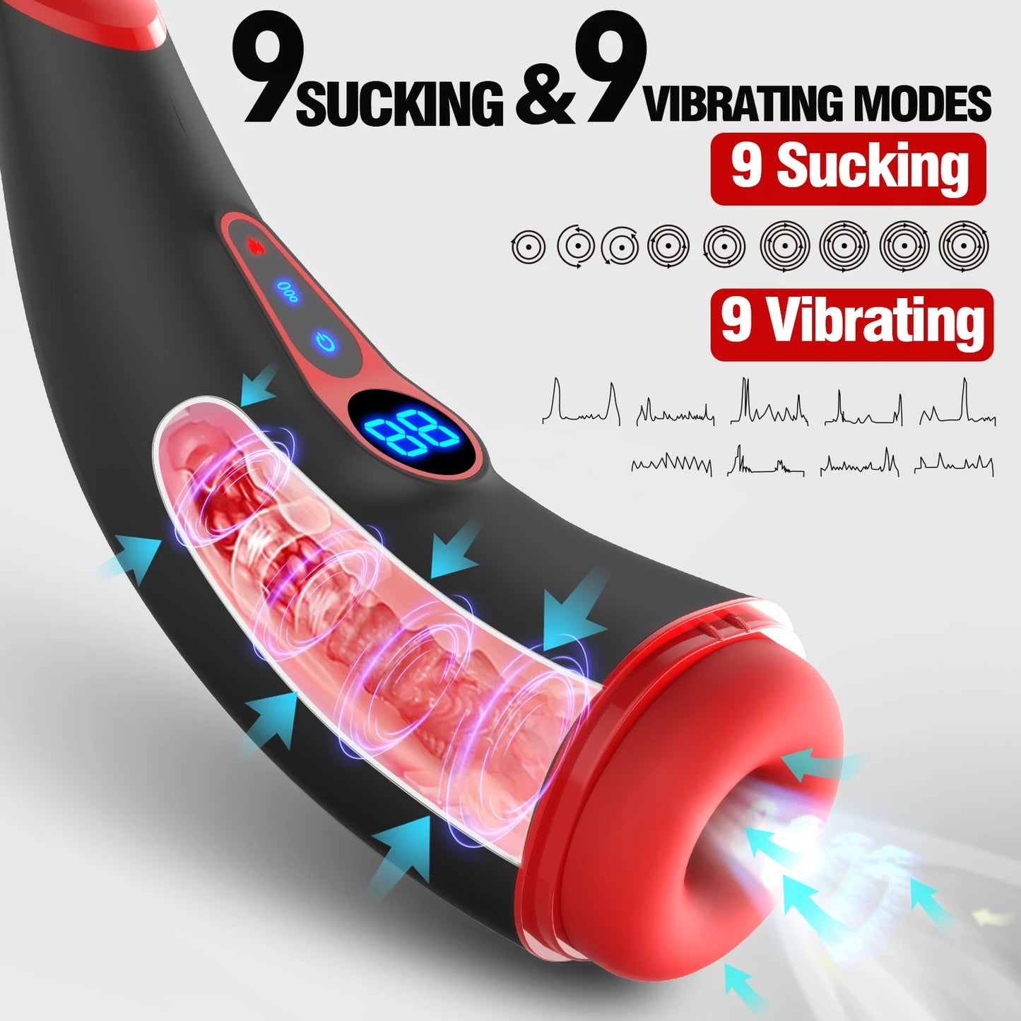 Powerful Male Masturbator Sex Toys for Men Sucking Heating Vibrating LCD Display Penis Pump Male Masturbators Adult Toys MAN 18+