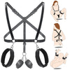 2025 NEW BDSM Sex Bondage Restraints Kit 3 in 1 Leather Thigh Sling Breasts Belt Behind Back Handcuffs Open Legs SM Slave Fetish