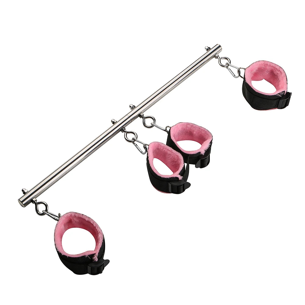 BDSM Bondage Kit Stainless Steel Extendable Spreader Bar Slave Handcuffs Ankle Cuffs Fetish Restraints Set Sex Toys for Couples