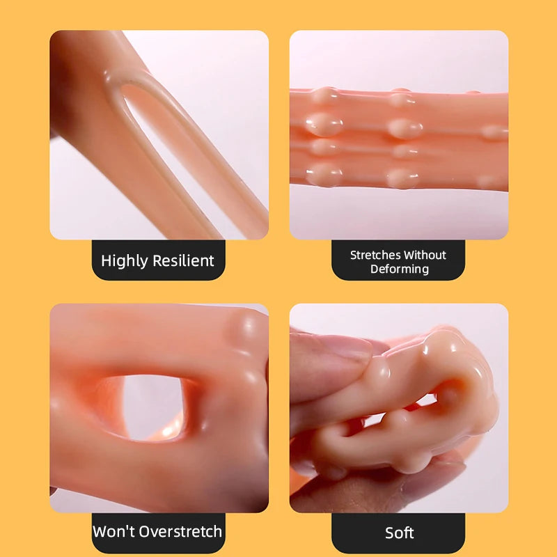 2PCS Reusable Penis Enlargement Sleeves Realistic Textured Cock Ring Sex Toy Enlarger Condom Soft Penis Sleeve for Men Couples