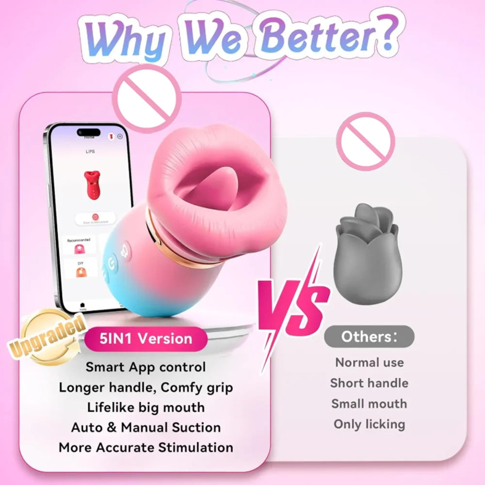 Sucking Vibrator Tongue Licking Sucker Female Oral Clitoris Nipple Stimulator APP Control Vibrating Vacuum Sex Toys for Couples