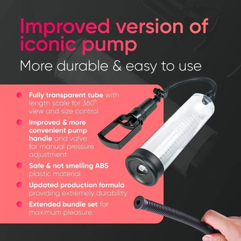 Male Penis Pump Manual Penis Enlarger Enhancement Erection SexToys For Man Vacuum Pump Big Dick Trainer Male Lasting Masturbator
