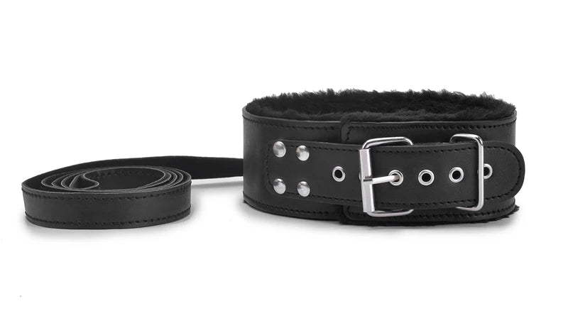 BDSM Collar Leather And Leash Plush Fetish Bondage Sex Necklace SM Toys Restraints Sex Toys For Adults Couples Games