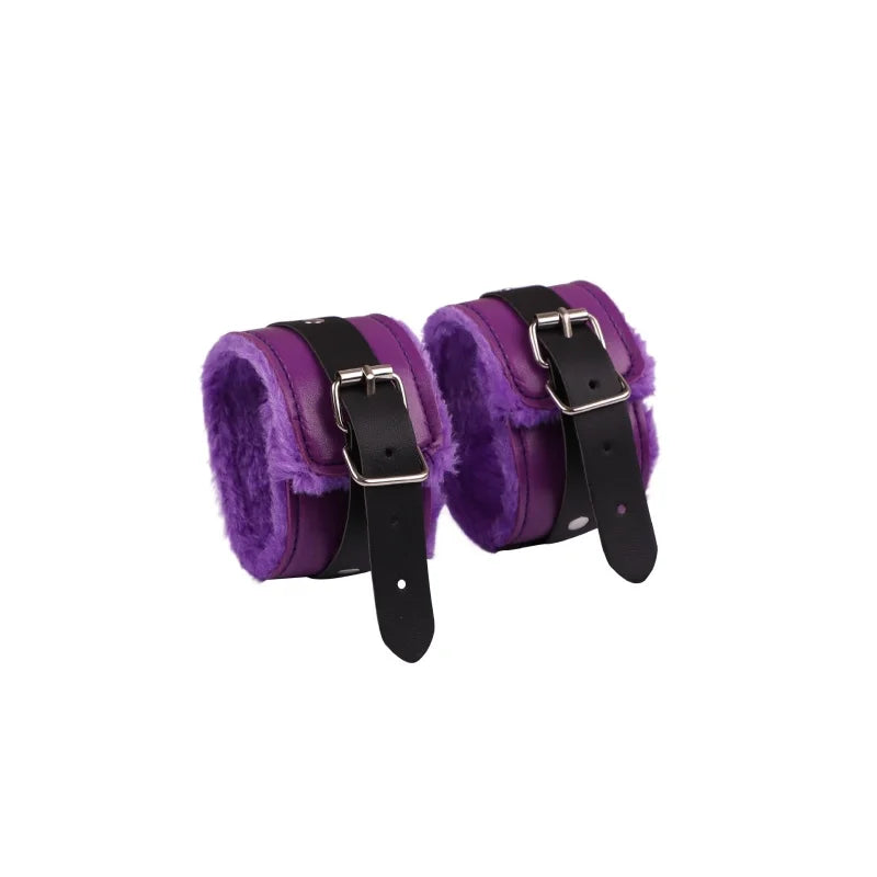 BDSM Set Sexy Leather Plush Erotic Handcuffs Flirt Feather Stick Bondage Kit Exotic Accessories Adult Games Sex Toys For Couples