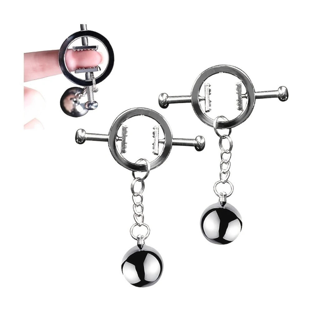 BDSM Type Metal Adjustable Nipple Toy Adult Toys Spring Clamps Couple Accessories Gravity Ball Weight Pendant Clip Sex Games