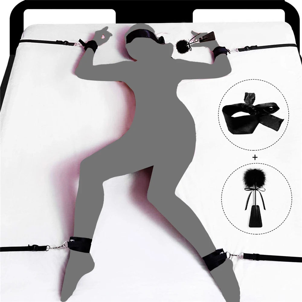 BDSM Neck to Wrist Restraints Bondage Set Adjustable Bondage Set Bed SM Games Play Sex Toys for Women Couples ﻿Adult Goods 18+