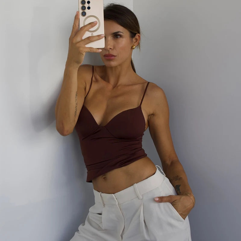 MUJER Sexy Corset Crop Top Woman Camisole Backless Short Tops for Women Sleeveless Bustier Tops Women Straps Tube Top Female