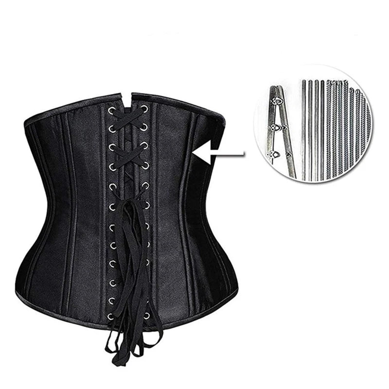 Women's Waist Trainer Corsets Underbust Heavy Duty 26 Steel Boned Underbust Gothic Hourglass Silhouette Corset
