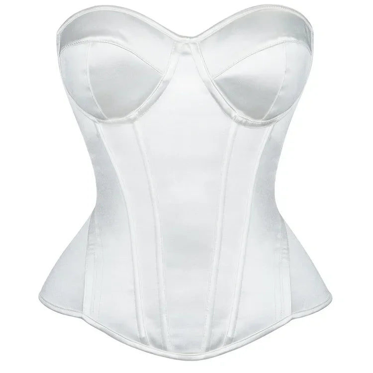 Corsets Bustiers for Women Overbust Corset With Cup Corselet Top Sexy Bridal Costume Long Torso Hourglass Waist Korsett White