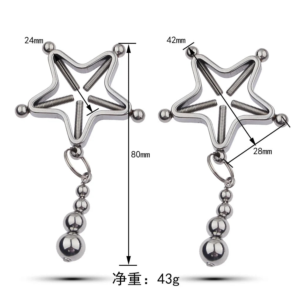 BDSM Bondage Nipple Clamp Sex Breast Clamp Clips Metal Nipple Shaking Clamps Breast Clip Sex Slaves Breast-Enhancing