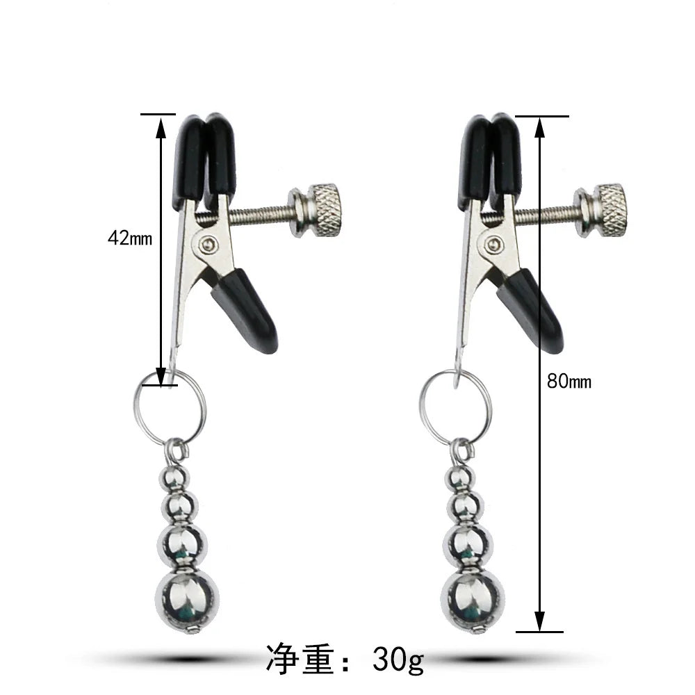 BDSM Bondage Nipple Clamp Sex Breast Clamp Clips Metal Nipple Shaking Clamps Breast Clip Sex Slaves Breast-Enhancing