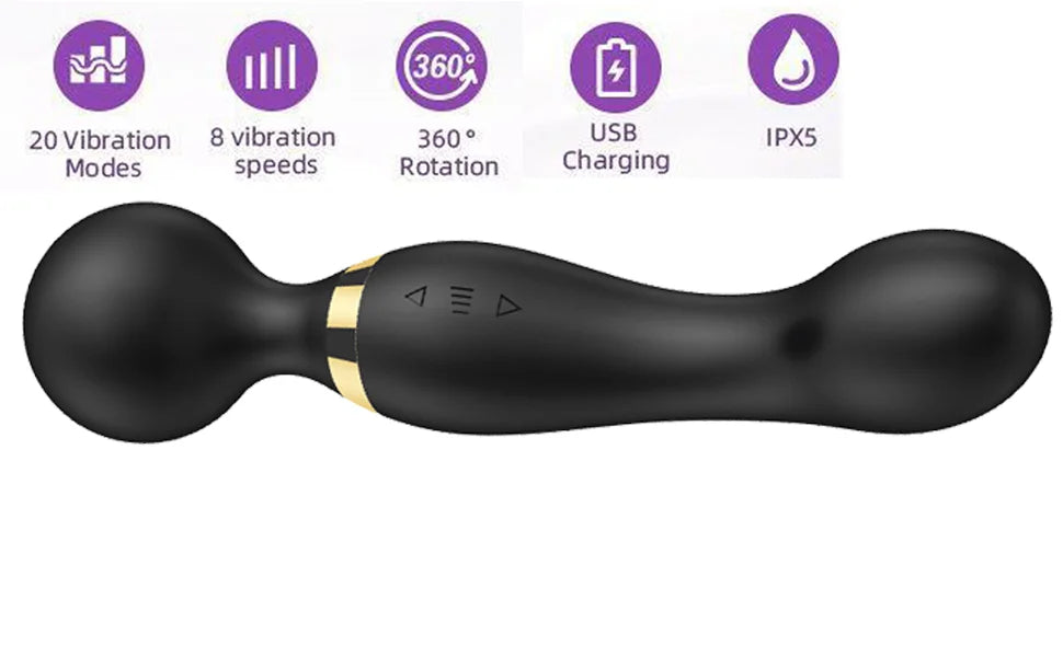 Vibrator Wand,Adult Sex Toy Wand, G Spot Dildo, Clit Vibrator, Sex Vibrators,Clitoris Stimulation,with 8 Speeds & 20 Patterns, F