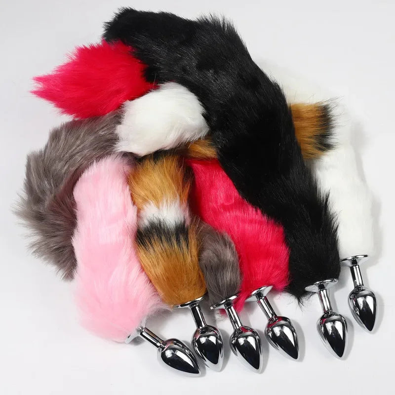 Anal Plug Metal Long Tail Anal Toys Sexy Fox Tail Anal Plug Adult Products Cosplay Sex Toys for Woman Men BDSM Beginner Sex Toys
