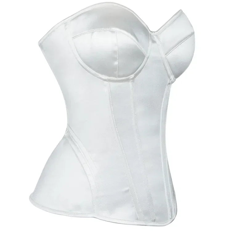 Corsets Bustiers for Women Overbust Corset With Cup Corselet Top Sexy Bridal Costume Long Torso Hourglass Waist Korsett White