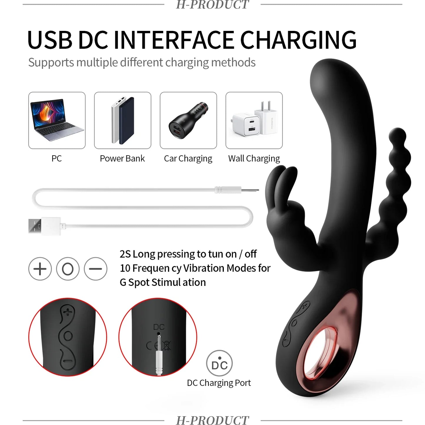 3 In 1 Dildo Rabbit Vibrator for Women G-Spot Clitoris Stimulator Anal Plug Orgasm Masturbator Female Masturbation Sex Toys 18