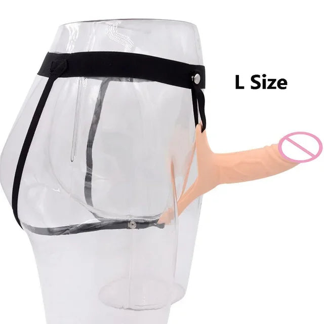 GaGu Hollow Silicone Strapon Dildo For Men Penis Pump Extend Strap On Dildo No Vibration Strap-On Penis Extender With Harness