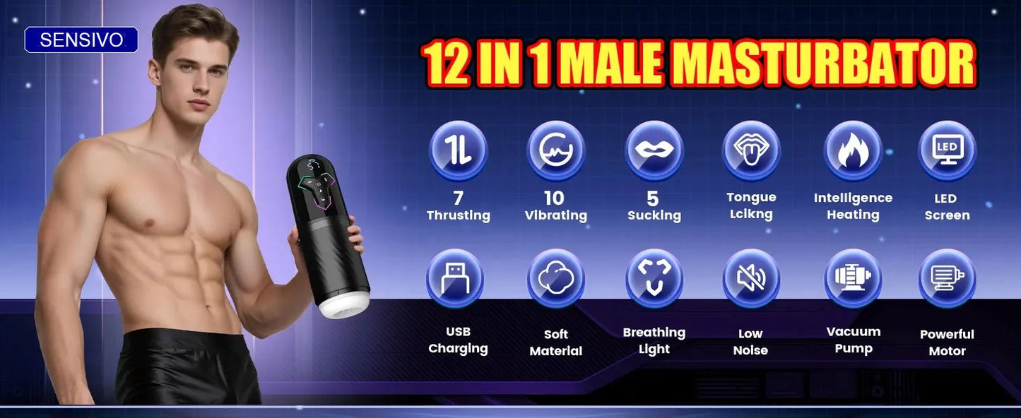 5 IN 1 Automatic Telescopic Male Masturbator Penis Pump Heated Sucking Vibrating Sex Machines With LCD Display Sex Toys for Men