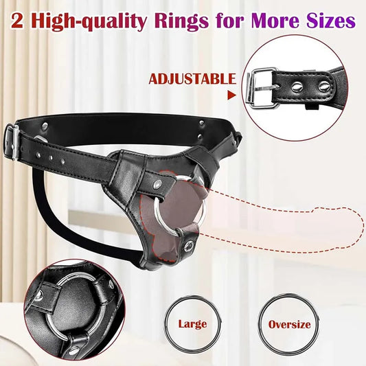 Wear Pants for Dildos Strap On Dildo Harness Adult Sex Toys for Women Men Pegging Dildo Adjustable Waist and Thigh Soft Leather