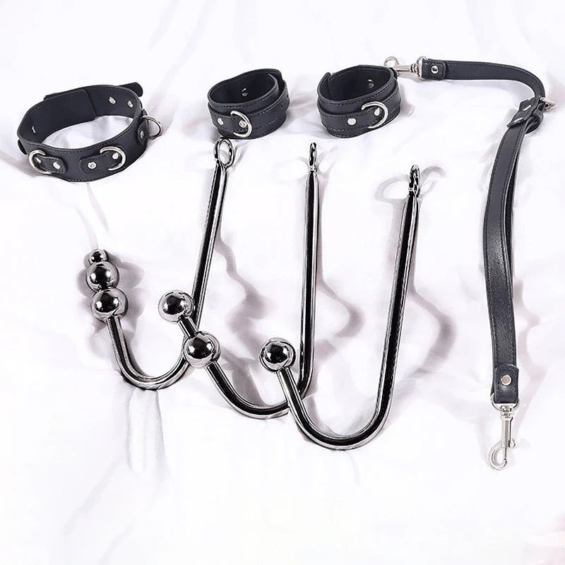 BDSM Sex Bondage Kit Restraints Bondage Restraints Metal Anal Hook Harness Necklace Bondage Handcuffs Adult Sex Toys Bondage Set