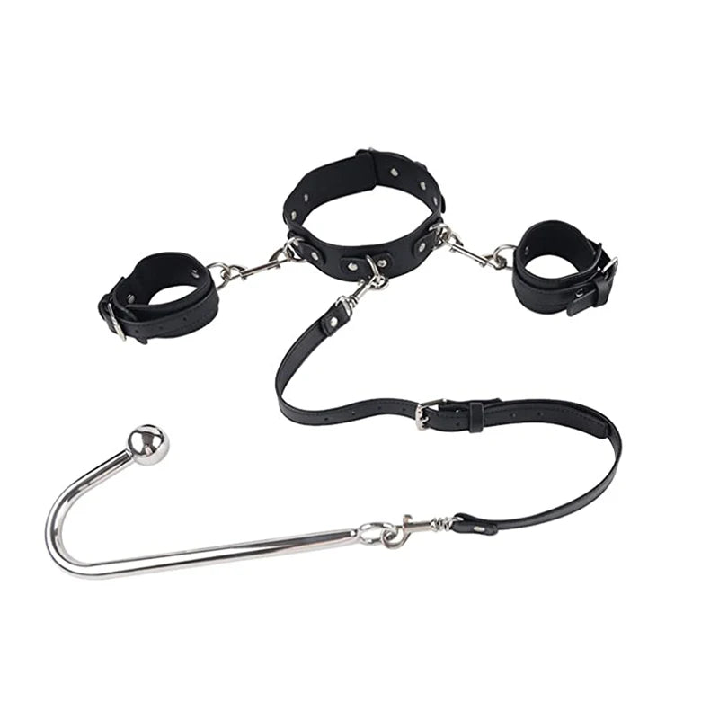 BDSM Sex Bondage Kit Restraints Bondage Restraints Metal Anal Hook Harness Necklace Bondage Handcuffs Adult Sex Toys Bondage Set