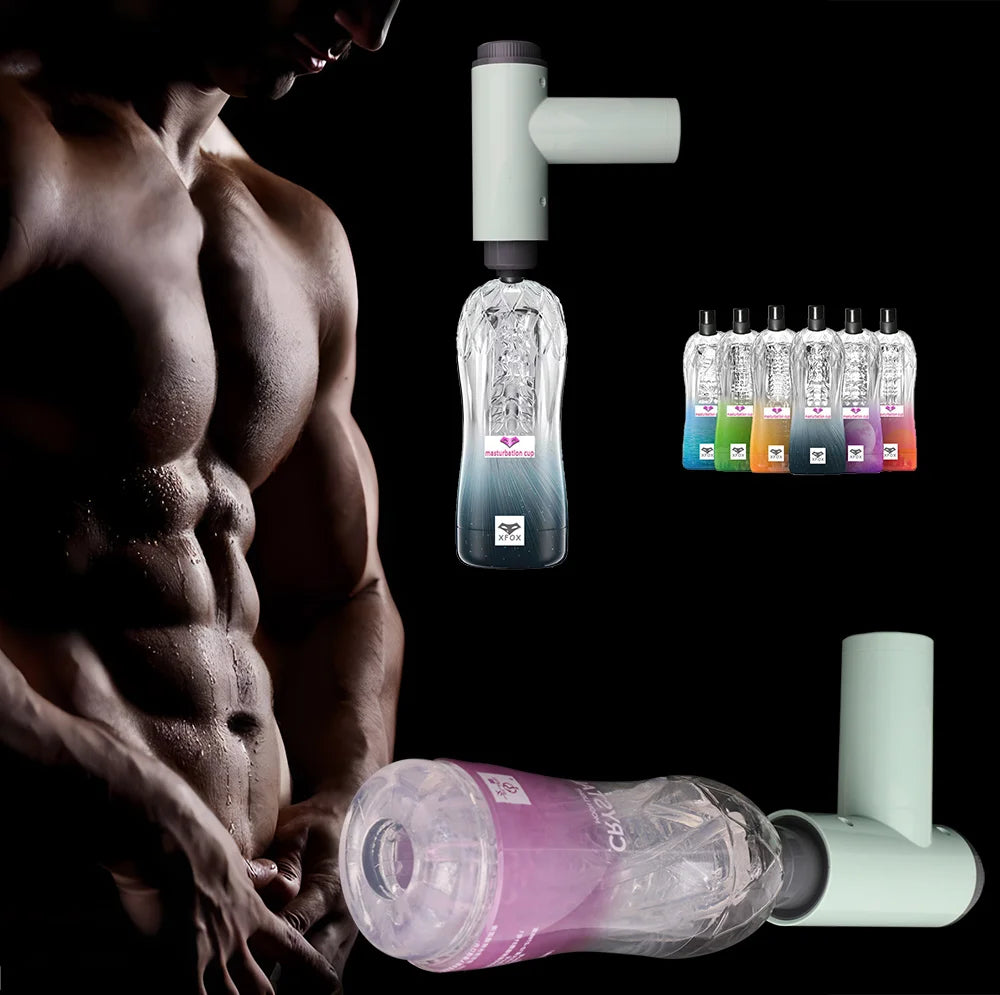 Massage Gun Male Masturbator Cup Sex Toys Vagina Adult Endurance Exercise Electric Telescopic vibration Mastubators Cup for Men