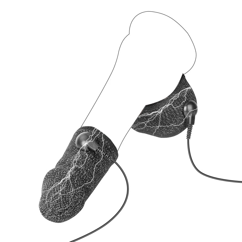 Electric Shock Penis Ring Fabric Massage Scrotum Sleeve Men Dick Testicles Scrotum Chastity Cage Cock Ring Adult Sex Toys