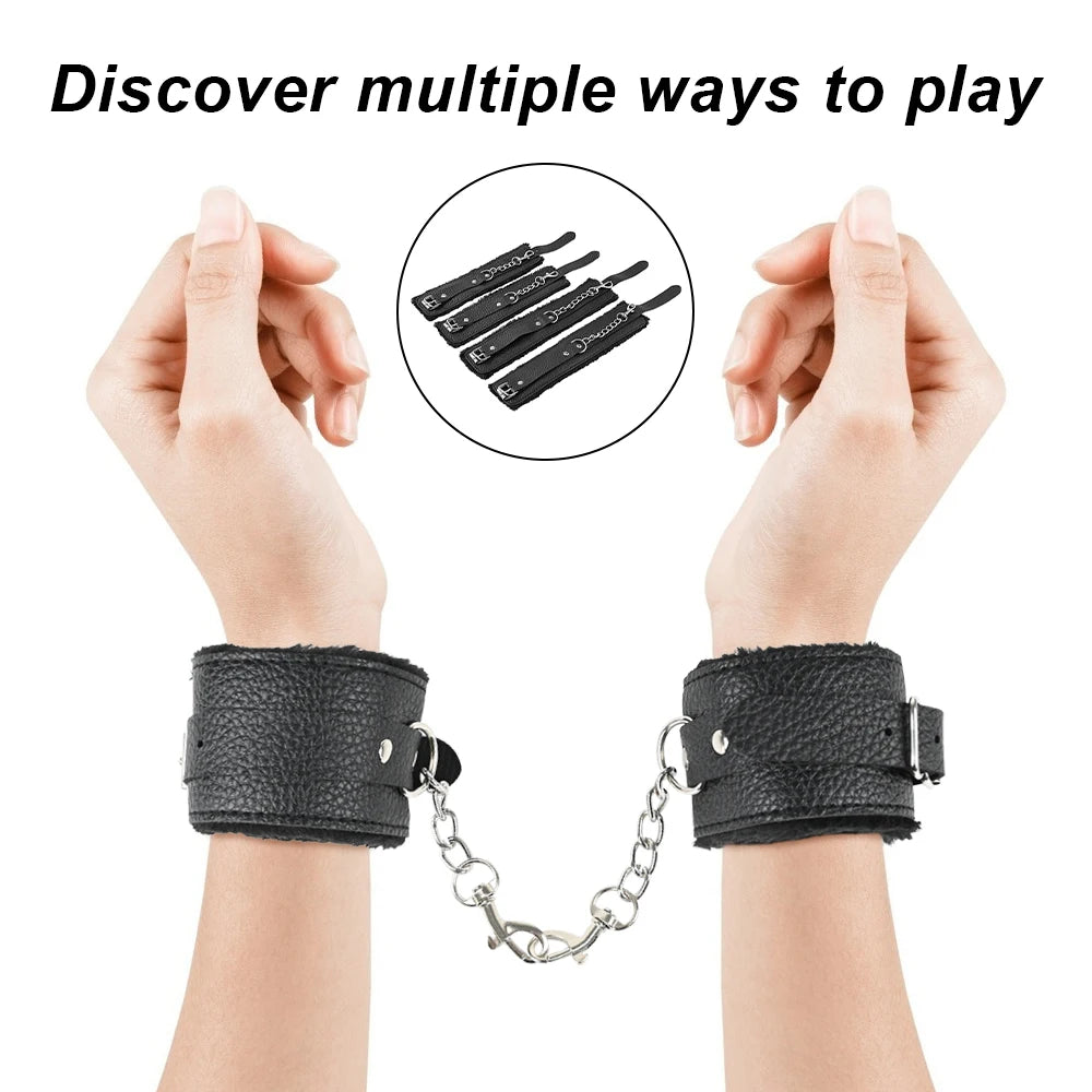 BDSM Neck to Wrist Restraints Bondage Set Adjustable Bondage Set Bed SM Games Play Sex Toys for Women Couples ﻿Adult Goods 18+