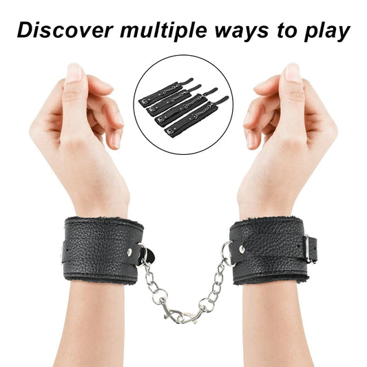 BDSM Neck to Wrist Restraints Bondage Set Adjustable Bondage Set Bed SM Games Play Sex Toys for Women Couples ﻿Adult Goods 18+