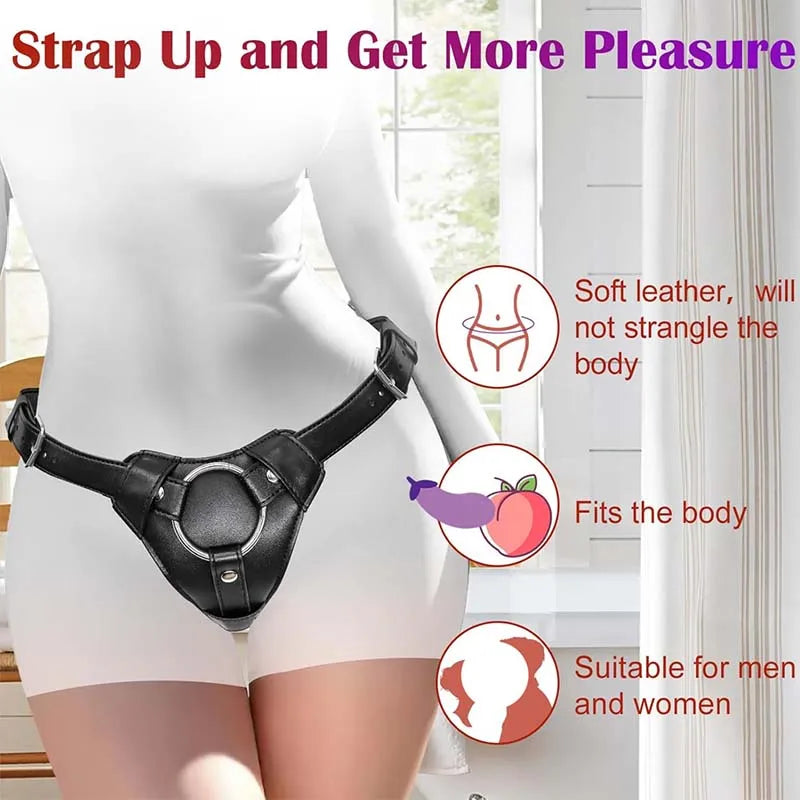Wear Pants for Dildos Strap On Dildo Harness Adult Sex Toys for Women Men Pegging Dildo Adjustable Waist and Thigh Soft Leather