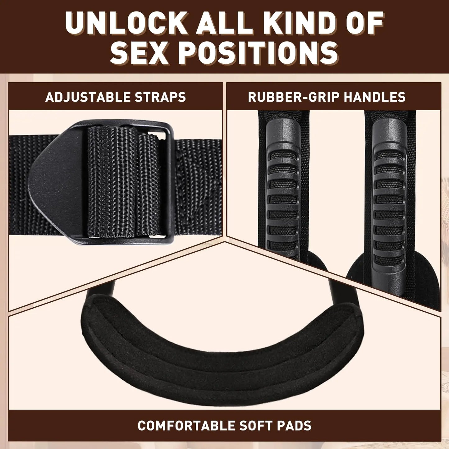 BDSM Sex Swing Set with Bondage Love Slings for Couples Adjustable Strap Adult Sex Toy Soft Plush Padding Mat Sex Restraints Toy