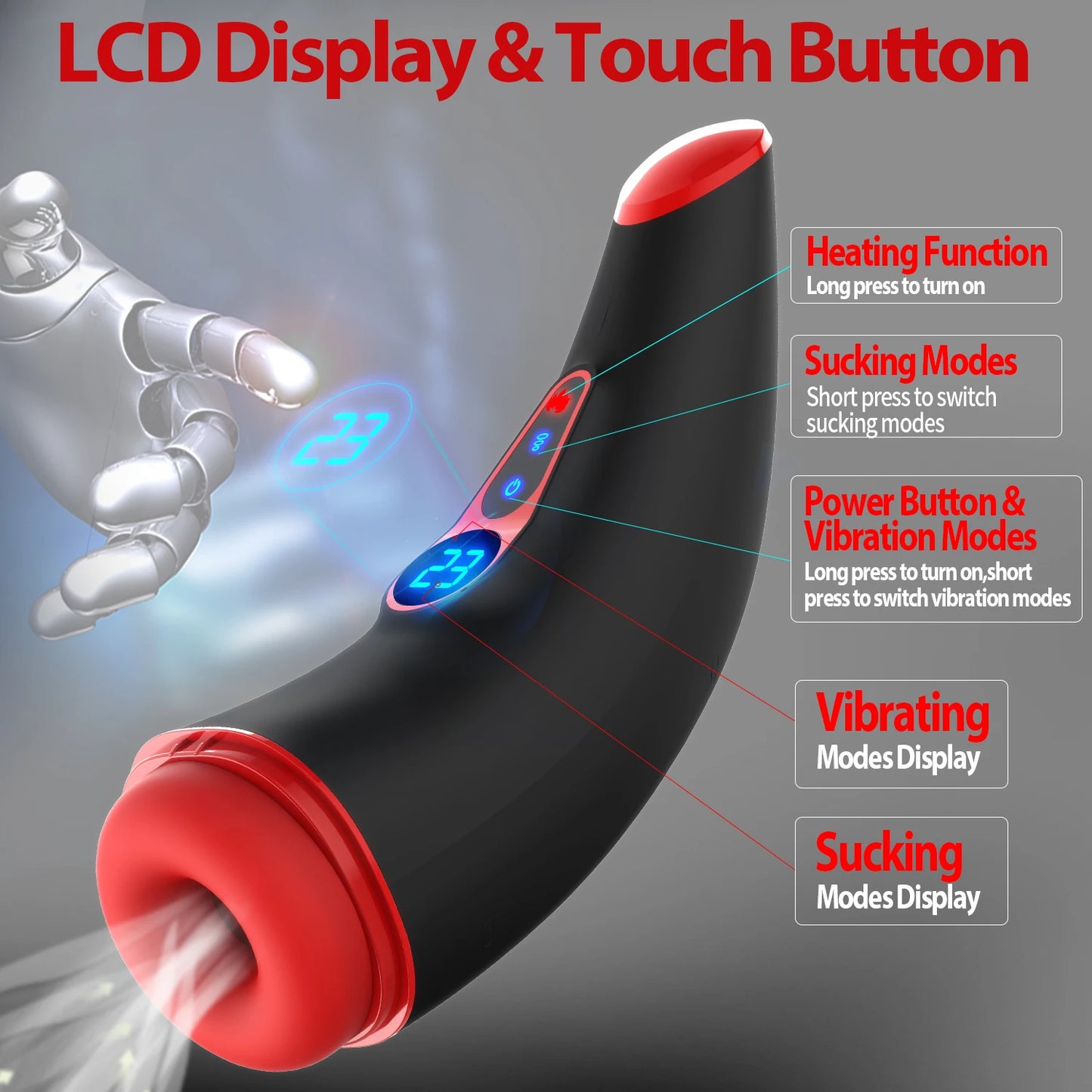 Powerful Male Masturbator Sex Toys for Men Sucking Heating Vibrating LCD Display Penis Pump Male Masturbators Adult Toys MAN 18+