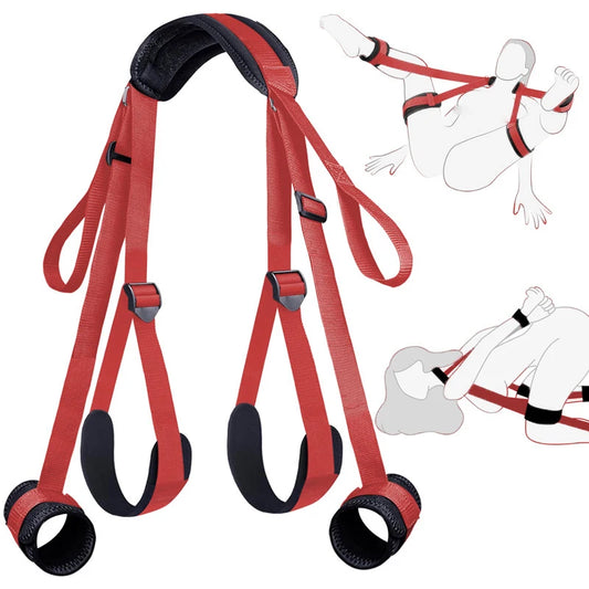 Women Sex Toys BDSM Bondage Restraints Straps Neck to Wrist Thigh/Ankle for Adult Couples SM Games Play Sex Bondage Straps