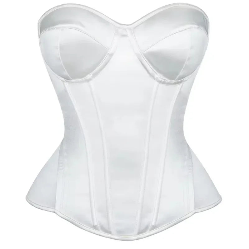 Corsets Bustiers for Women Overbust Corset With Cup Corselet Top Sexy Bridal Costume Long Torso Hourglass Waist Korsett White