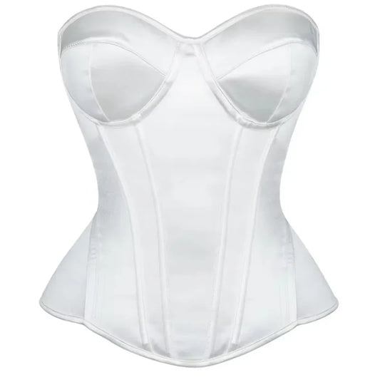 Corsets Bustiers for Women Overbust Corset With Cup Corselet Top Sexy Bridal Costume Long Torso Hourglass Waist Korsett White