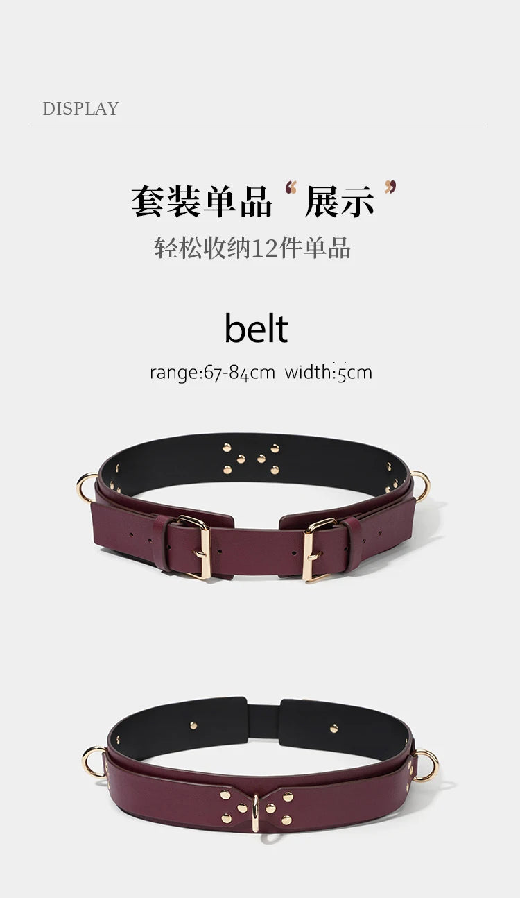 Thierry BDSM Bondage Restraint Kits Handcuffs Collar Wrist Ankle Thigh cuffs Waist Belt Cross Buckle Sex Toys For  Adult  Games