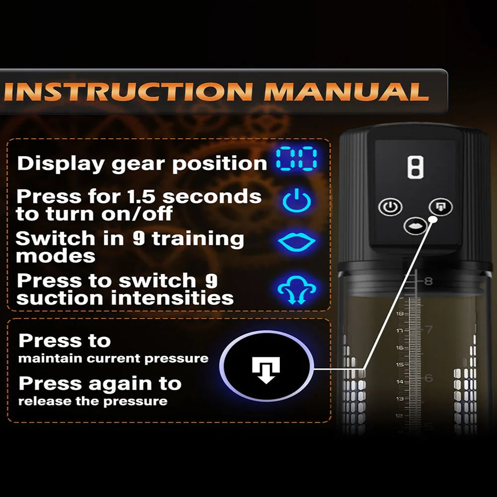 Electric Penis Pump Adult Male Sex Toys Dick Enlarger With 9 Suction Intensities Male Masturbators With Penis Enlargement Tool