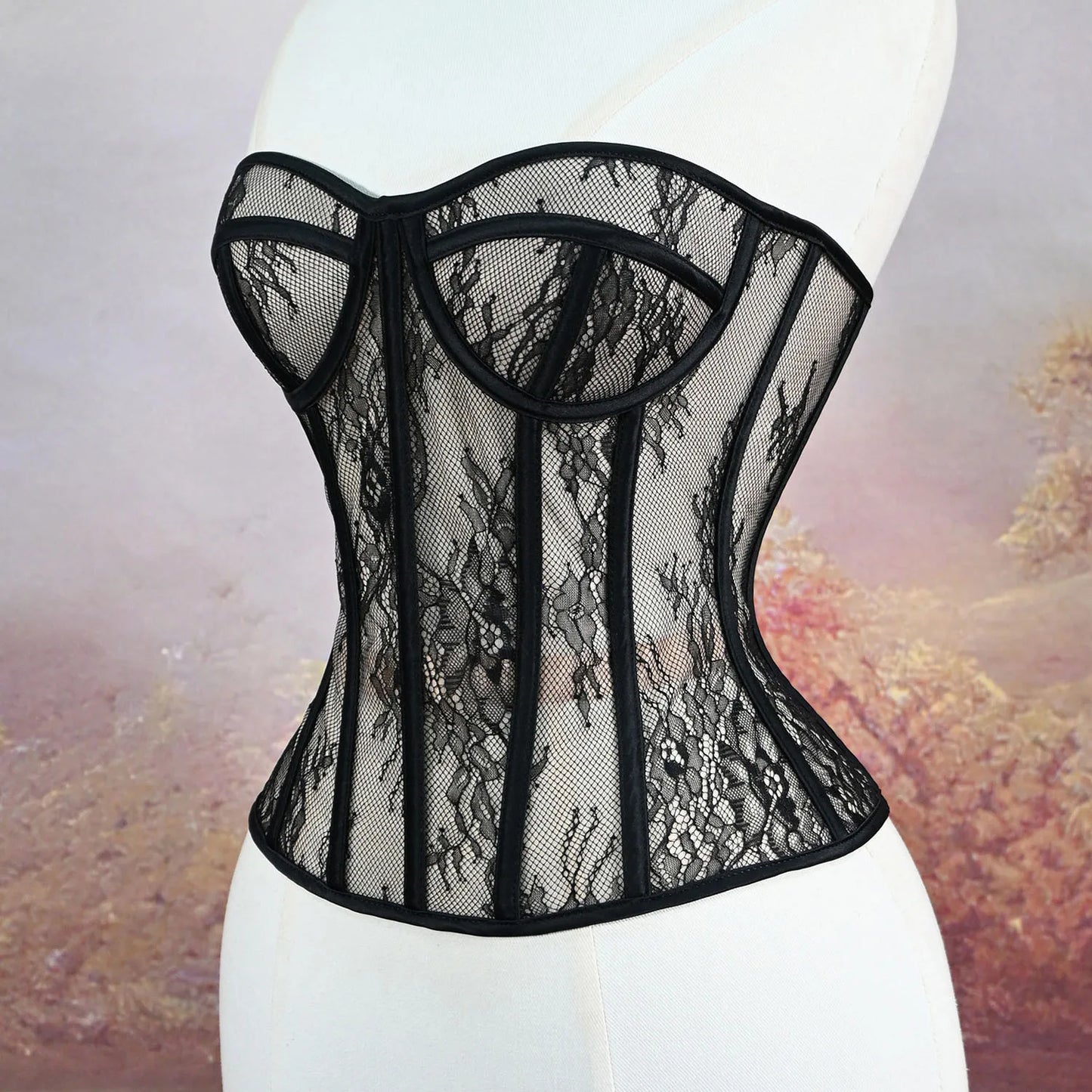 Steel Bone Korset Woman Hollow Out Strapless Lace Bra Bustier Top Mesh Women Lingerie Black White Biege Corset
