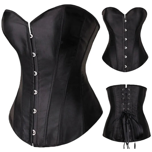 Corsets for Women Lace-up Bustiers Tops Sexy Overbust Slimming Shapewear Satin Waist Cincher Vintage Waist Belt Bridal Corselet