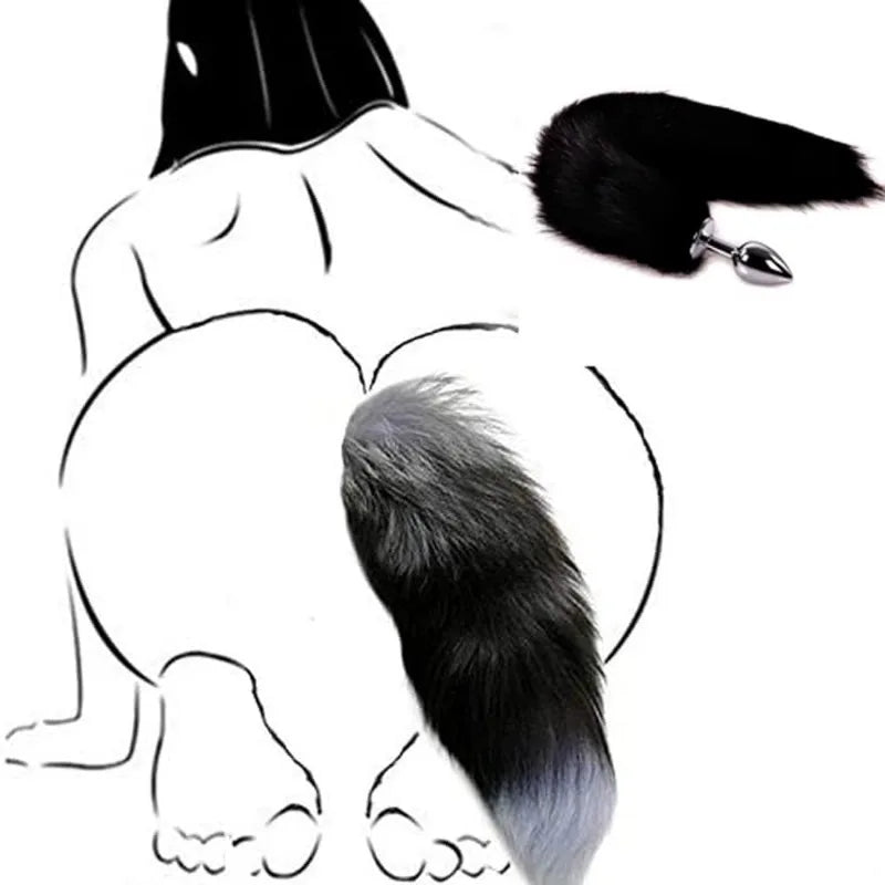 Anal Plug Metal Long Tail Anal Toys Sexy Fox Tail Anal Plug Adult Products Cosplay Sex Toys for Woman Men BDSM Beginner Sex Toys