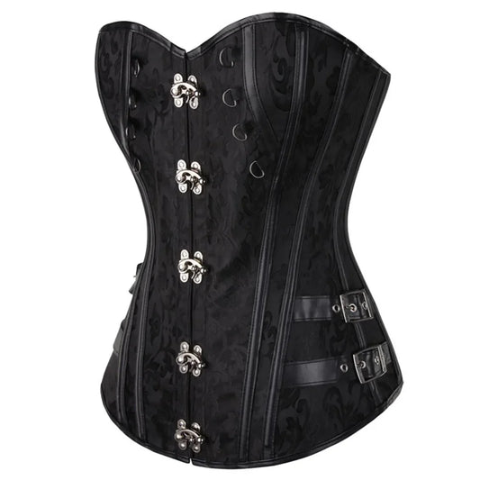 Women's Corset Steampunk Shapewear Vintage Bodice Bustier Slimming Belly Sheath Metal Locks Gothic Waist Lace-up Corselet