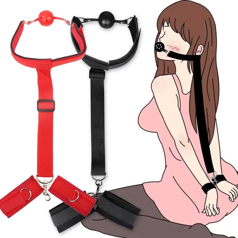 Mouth Ball BDSM Bondage Restraints Handcuff for Woman Couples Handcuffs Fetish Bondage Restraints Adult Games Erotic Sex Toys