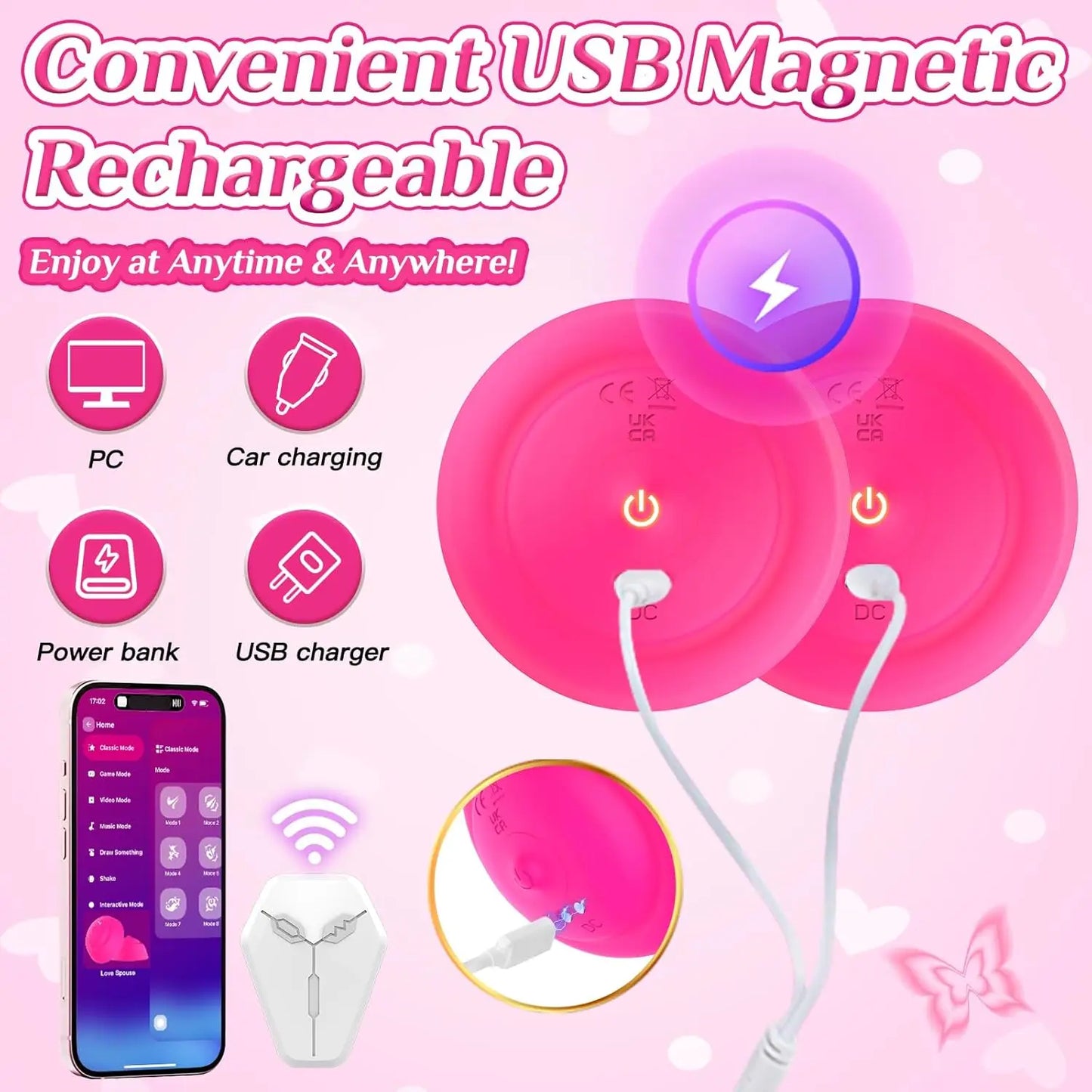 Nipple Toy Vibrator for Women APP Remote Control Nipple Clamps Sucking with 10 Vibrating Breast Stimulation Sex Toys for Couples
