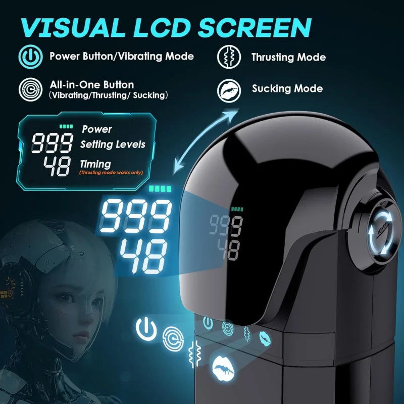 Automatic Telescoping Male Masturbator Cup Penis Pump Pocket Pussy with 9 in 1 Suction Vibrating Modes App Controll Sex Toy