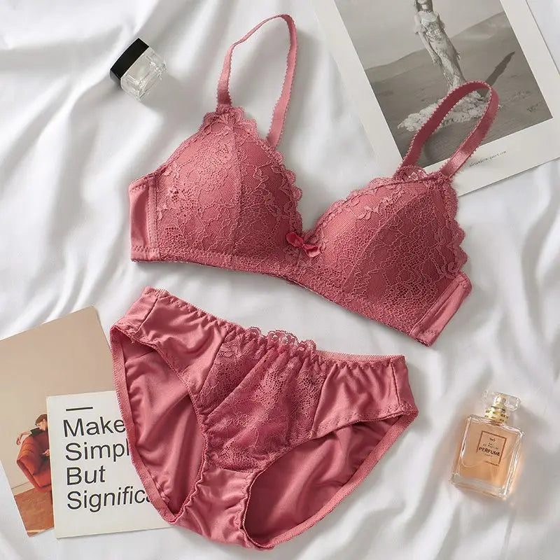 Lingerie Multi-color Lace Bra Set Women Wireless Floral 3/4 Cup Soft Bra and Panty Lingerie Set Fashion Sexy Underwear Lenceria