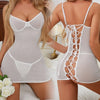 Lingerie Mesh See-through Hollow Tight-fitting Bodycon Camisole Dress Backless No-Need-to-Take-Off Home Wear Women