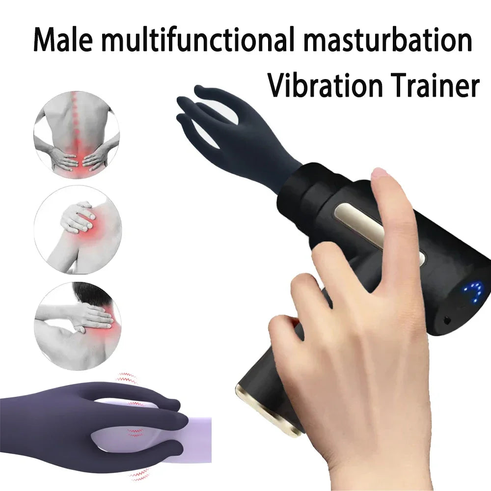 Male Masturbation Ring Penis Vibration Masturbator Male Training Relaxation Silicone Massage Gun Head For Masturbation Tool