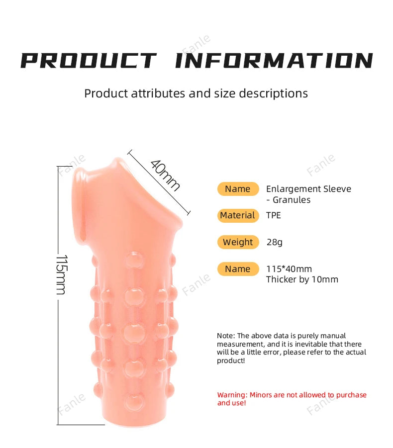 2PCS Reusable Penis Enlargement Sleeves Realistic Textured Cock Ring Sex Toy Enlarger Condom Soft Penis Sleeve for Men Couples