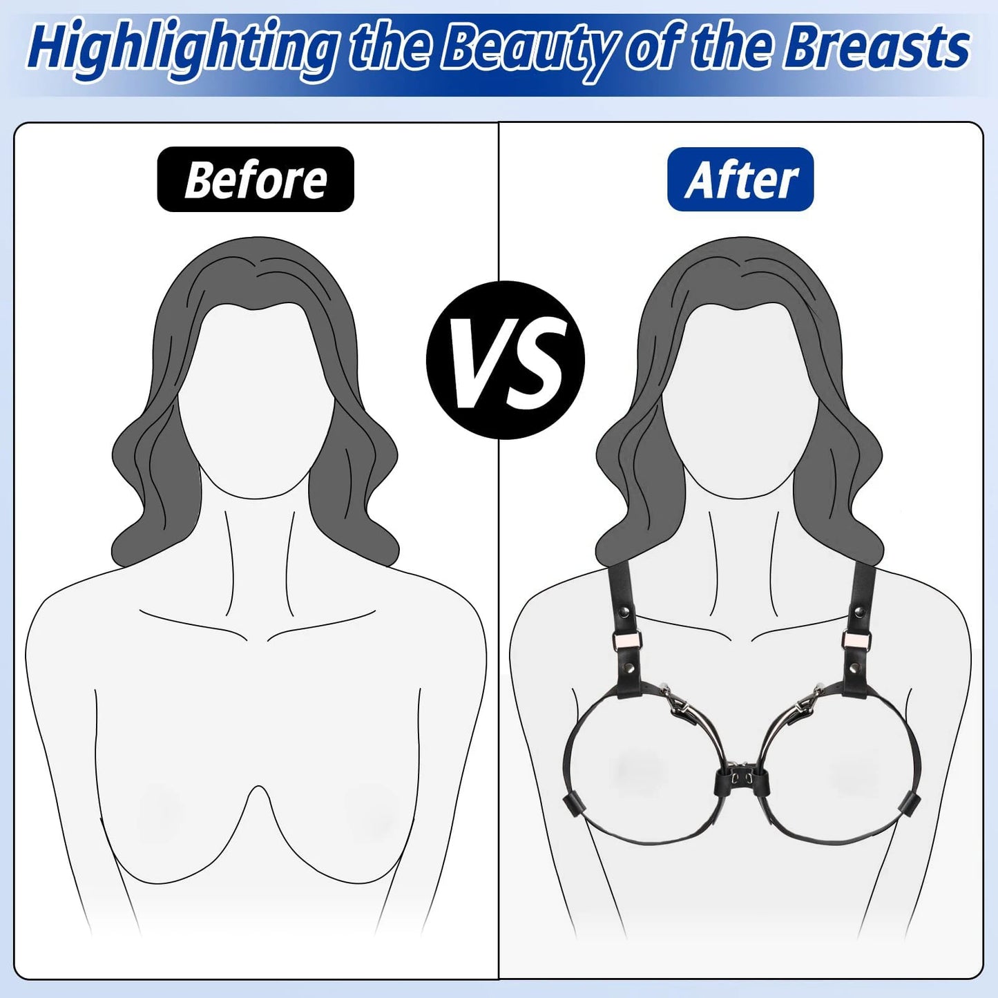 BDSM Breast Bondage Harness Sex Toys B to D Cup Leather Fetish Sexy Chest Restraints Punk Gothic For Women SM Bra Belts Straps