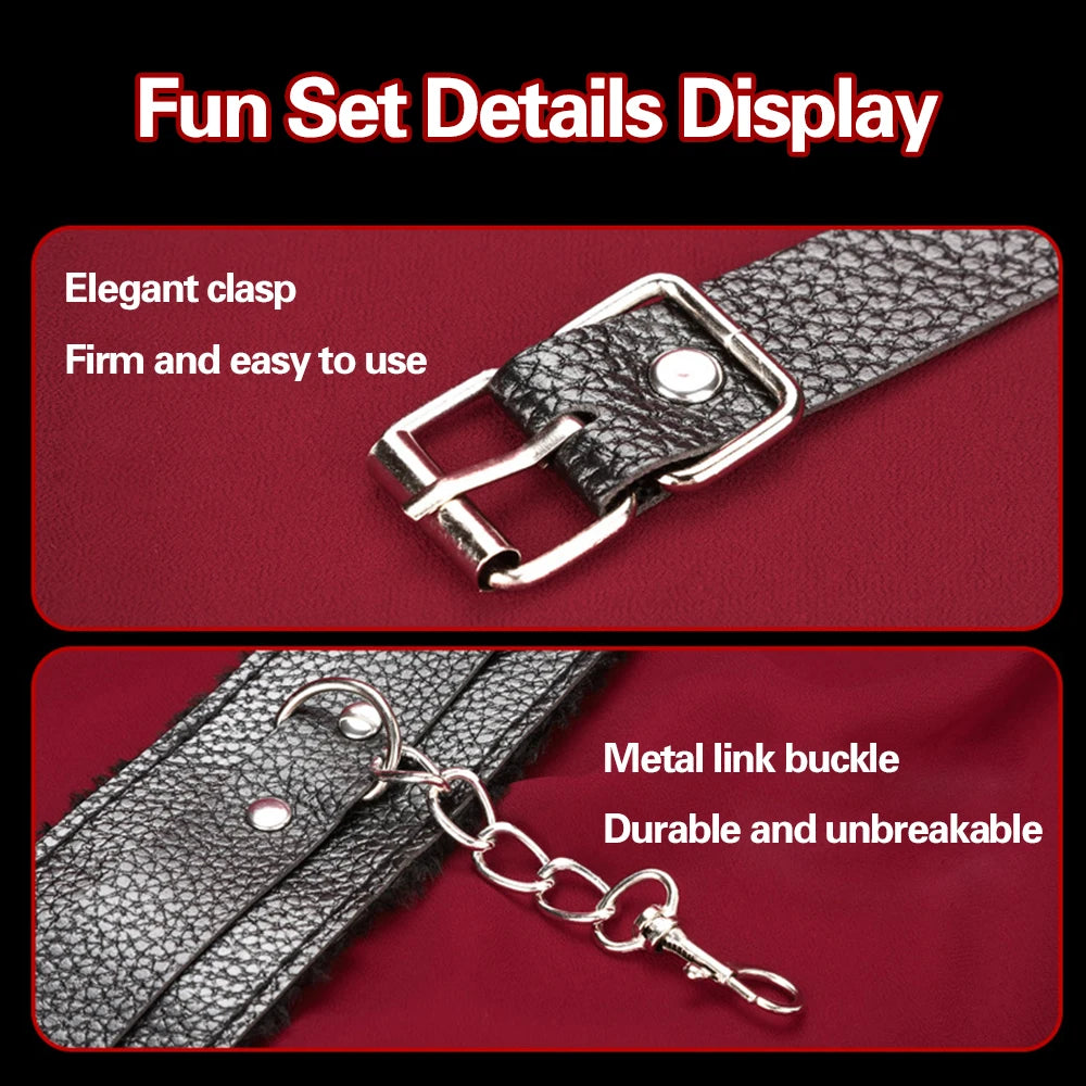 BDSM Bondage Restraint Kit 10 Pieces Drawstrings Collars Eye Masks Mouth Balls Whips Cotton Ropes Nipple Clamps Rope for Couple